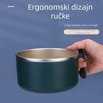304 čelična posuda za instant rezance, izolirani kutija za ručak i dvostruki poklopac, tamnozelena, za studente