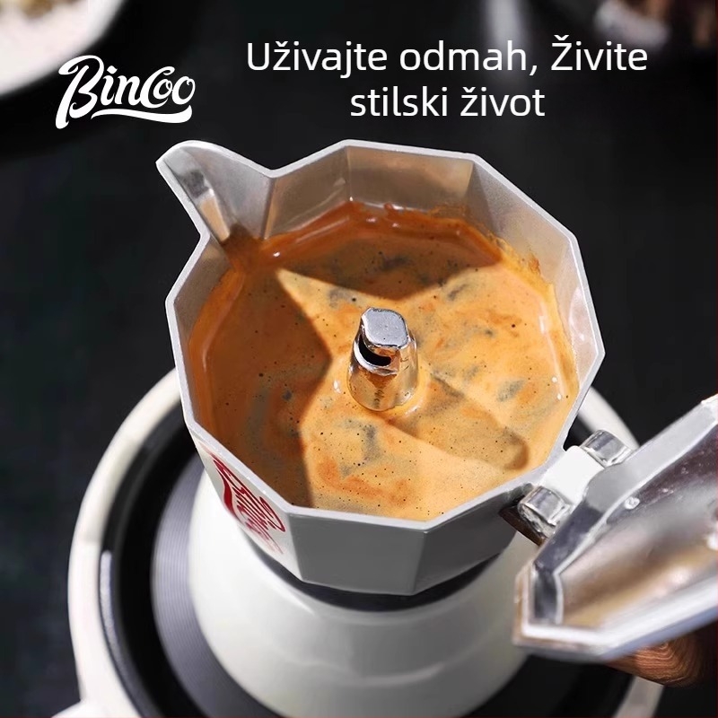 Bincoo Set moka šerpa za kavu s ručnim mlincem, kompaktni mini espresso aparat