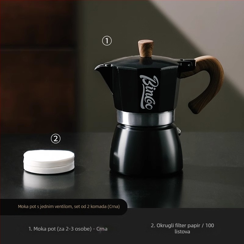 Bincoo Set moka šerpa za kavu s ručnim mlincem, kompaktni mini espresso aparat