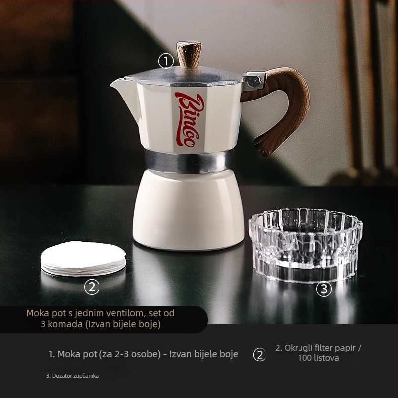 Bincoo Set moka šerpa za kavu s ručnim mlincem, kompaktni mini espresso aparat