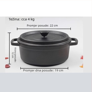 Lijevani čelični lonac za juhe i dinstanje, bez premaza, ručno izrađen, za dvije porcije