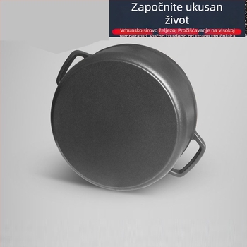 Lijevani čelični lonac za juhe i dinstanje, bez premaza, ručno izrađen, za dvije porcije