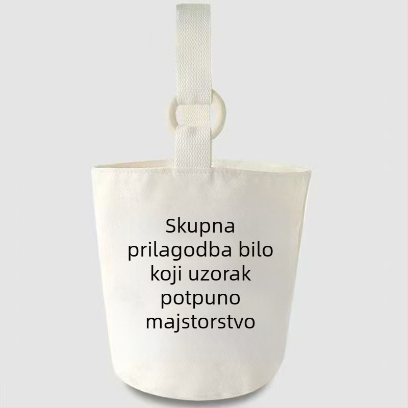 Platnena torba s dizajnom kave i milk tea, mini torba preko ramena, bucket bag u Instagram stilu, prilagodljiva