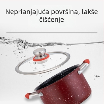 Nehrđajući čelik s Maifan kamenom, neprijanjajuća posuda za juhe, velika kapaciteta, dvostruke ručke, višeslojno dno, lonac za juhe