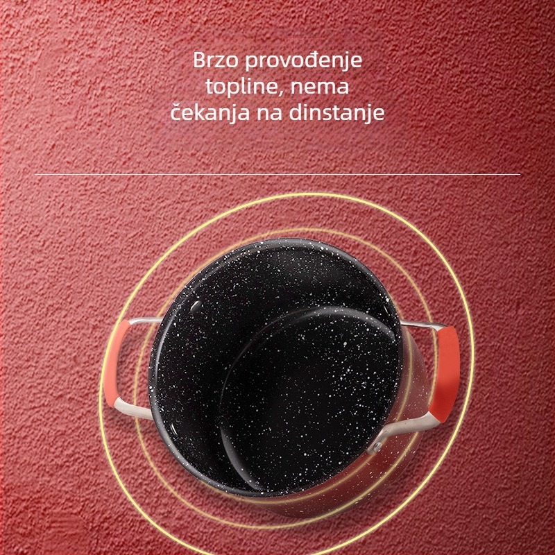 Nehrđajući čelik s Maifan kamenom, neprijanjajuća posuda za juhe, velika kapaciteta, dvostruke ručke, višeslojno dno, lonac za juhe