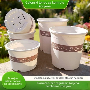 Bijeli lonac za cvijeće od smole, okruglog oblika, prozračan uz kontrolu korijena, pogodan za ruže i hortenzije, plastični, prilagodljiv