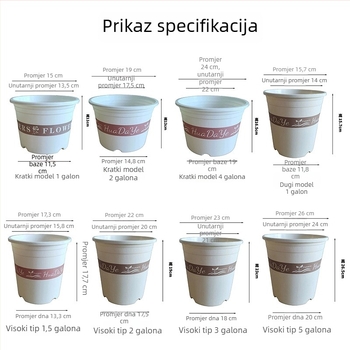Bijeli lonac za cvijeće od smole, okruglog oblika, prozračan uz kontrolu korijena, pogodan za ruže i hortenzije, plastični, prilagodljiv