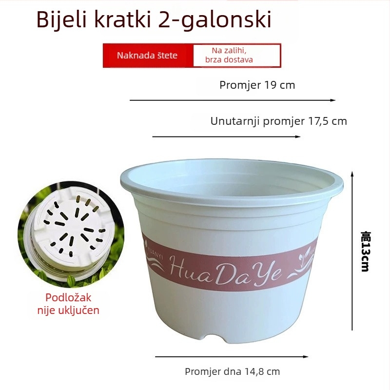 Bijeli lonac za cvijeće od smole, okruglog oblika, prozračan uz kontrolu korijena, pogodan za ruže i hortenzije, plastični, prilagodljiv