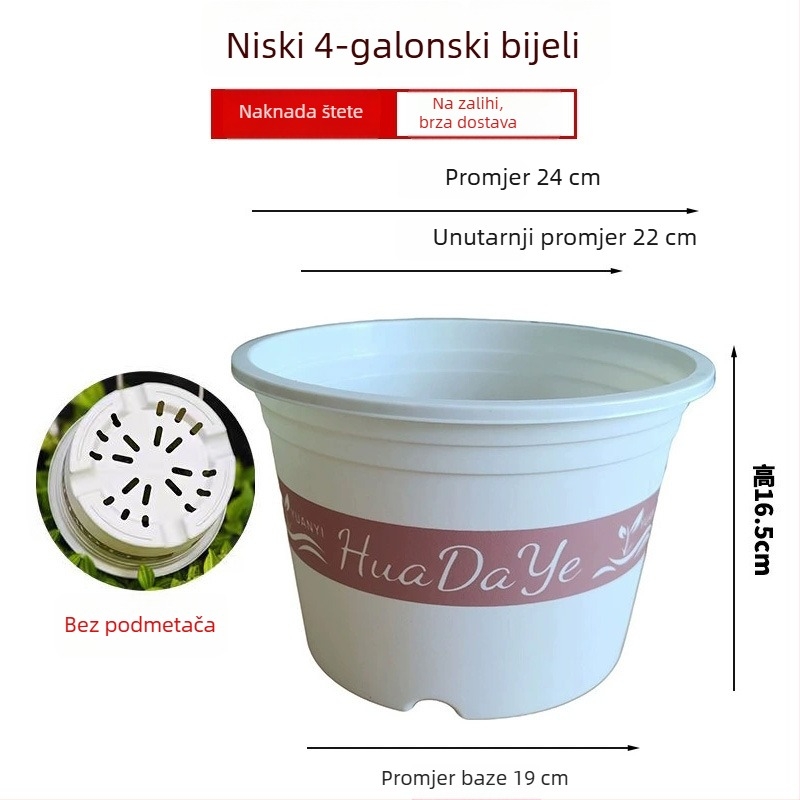 Bijeli lonac za cvijeće od smole, okruglog oblika, prozračan uz kontrolu korijena, pogodan za ruže i hortenzije, plastični, prilagodljiv