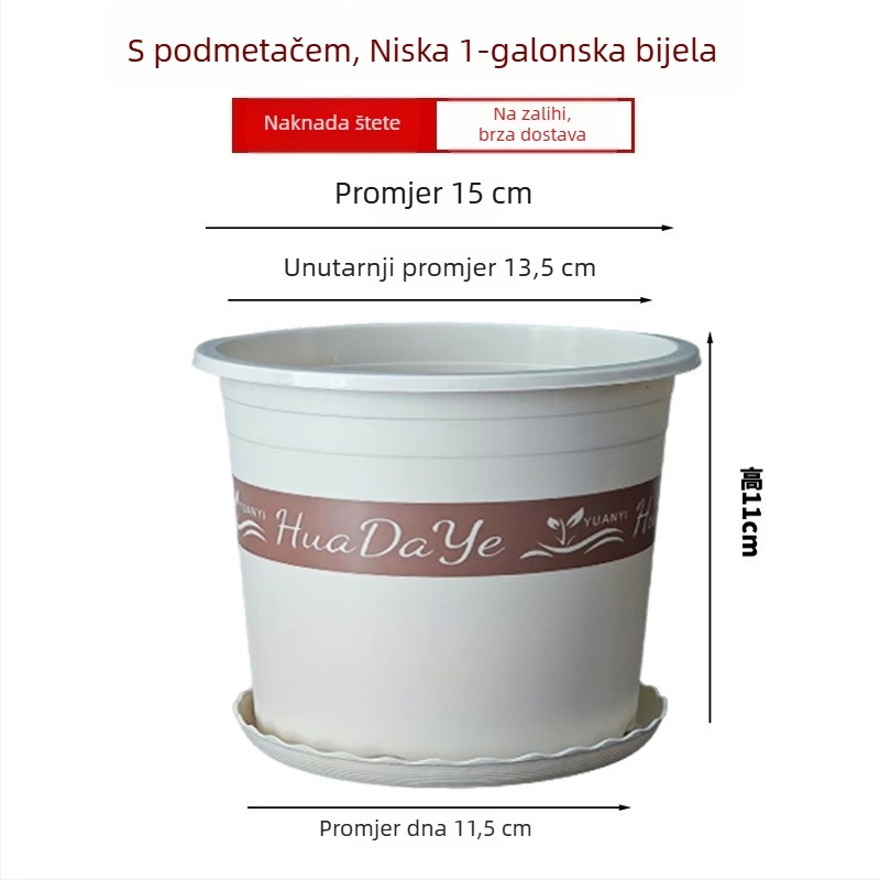 Bijeli lonac za cvijeće od smole, okruglog oblika, prozračan uz kontrolu korijena, pogodan za ruže i hortenzije, plastični, prilagodljiv