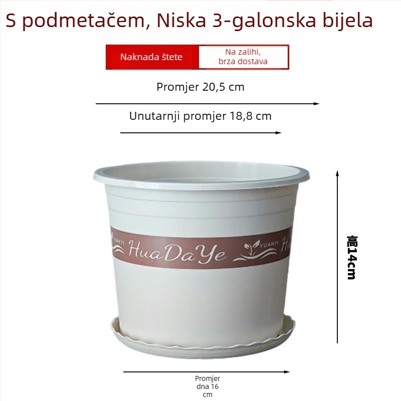 Bijeli lonac za cvijeće od smole, okruglog oblika, prozračan uz kontrolu korijena, pogodan za ruže i hortenzije, plastični, prilagodljiv