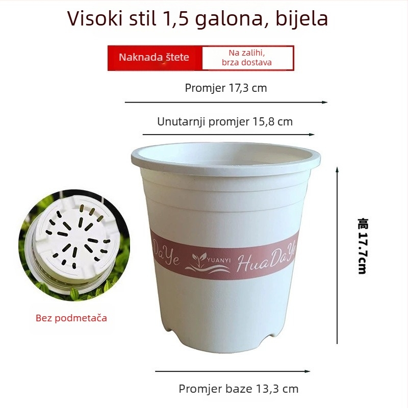 Bijeli lonac za cvijeće od smole, okruglog oblika, prozračan uz kontrolu korijena, pogodan za ruže i hortenzije, plastični, prilagodljiv