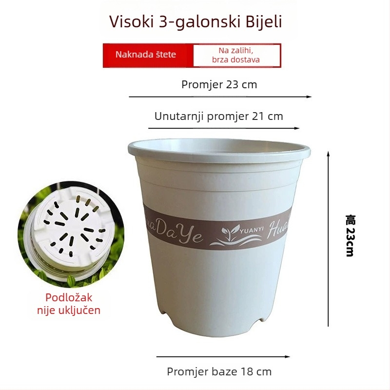 Bijeli lonac za cvijeće od smole, okruglog oblika, prozračan uz kontrolu korijena, pogodan za ruže i hortenzije, plastični, prilagodljiv