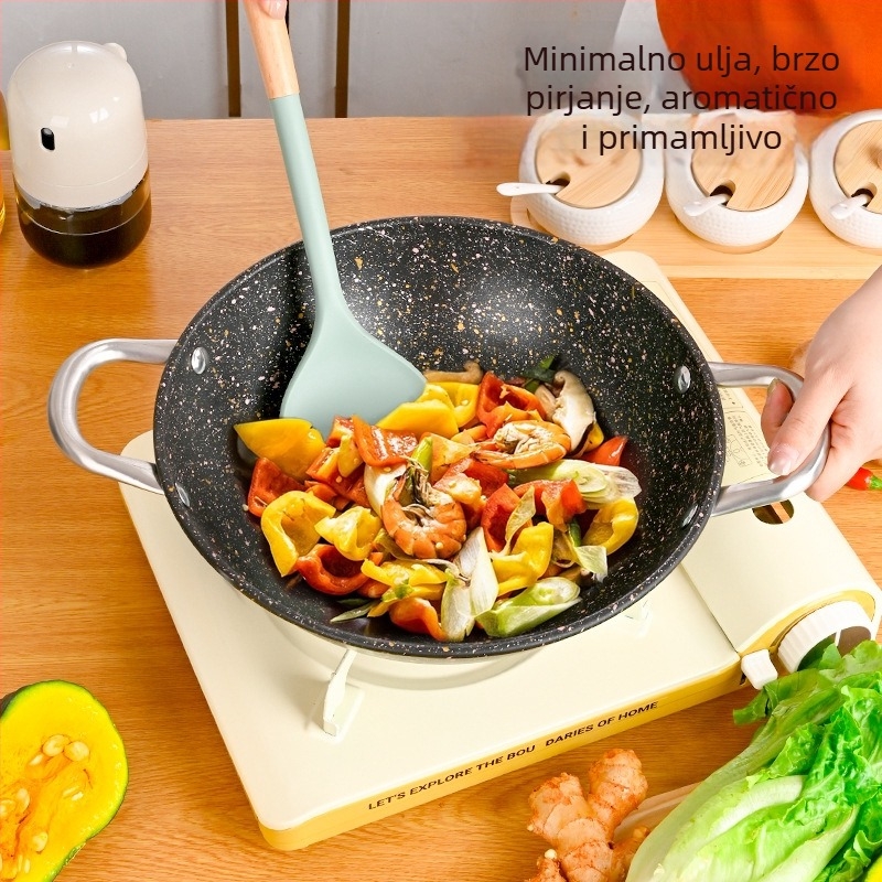 Lonac s Maifan kamenom, neprijanjajuće površine, dvostruka ručka – sveobuhvatni lonac za juhu, hot pot, prženje i sotiranje, pogodan za indukciju i plin