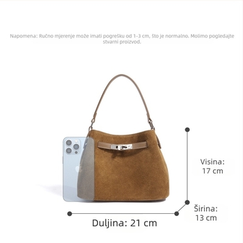 Ženska mini kožna bucket torba, casual stil, s remenom preko ramena ili u ruci, retro inspiracija