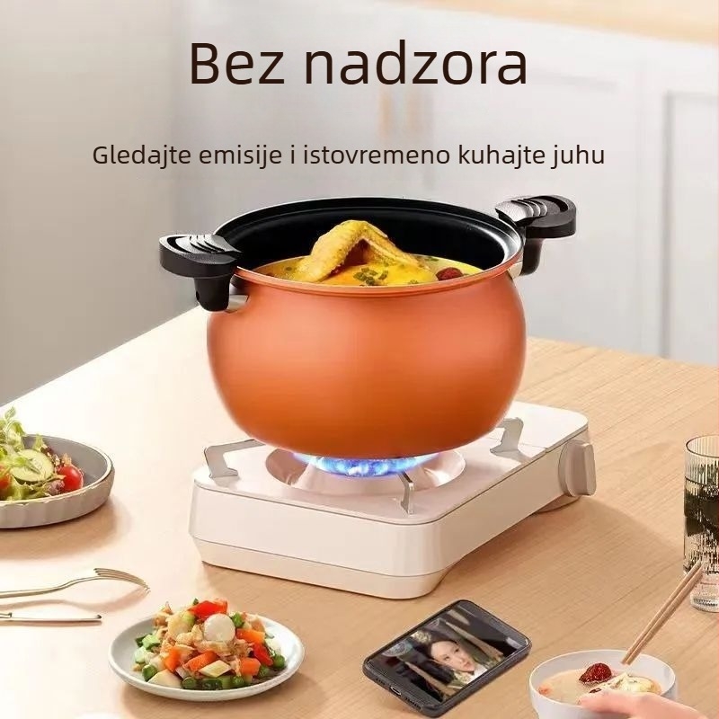 Domaći višenamjenski lonac pod pritiskom, s velikim kapacitetom, nelepivim premazom i prozirnim staklenim poklopcem
