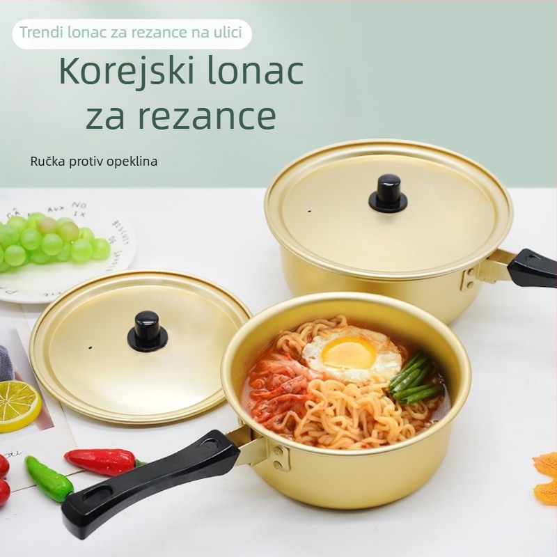 Koreanskog stila aluminijska zdjela za juhu s držalom, za rezance i hot pot, kapacitet 2,1–3 L