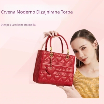 Crvena torba za vjenčanje inspirirana princezom Dianom, zima 2025, velika kapaciteta, visoke klase ženska torba s jednim naramenicom, vertikalni kvadratni oblik
