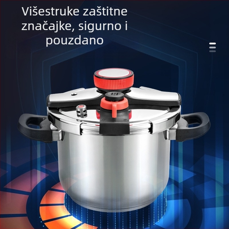 Prilagođeni lonac pod pritiskom od 304 nehrđajućeg čelika, veliki kapacitet, za kućnu upotrebu, kompatibilan s plinskim štednjakom, otporan na eksplozije, debeli, univerzalni lonac pod pritiskom