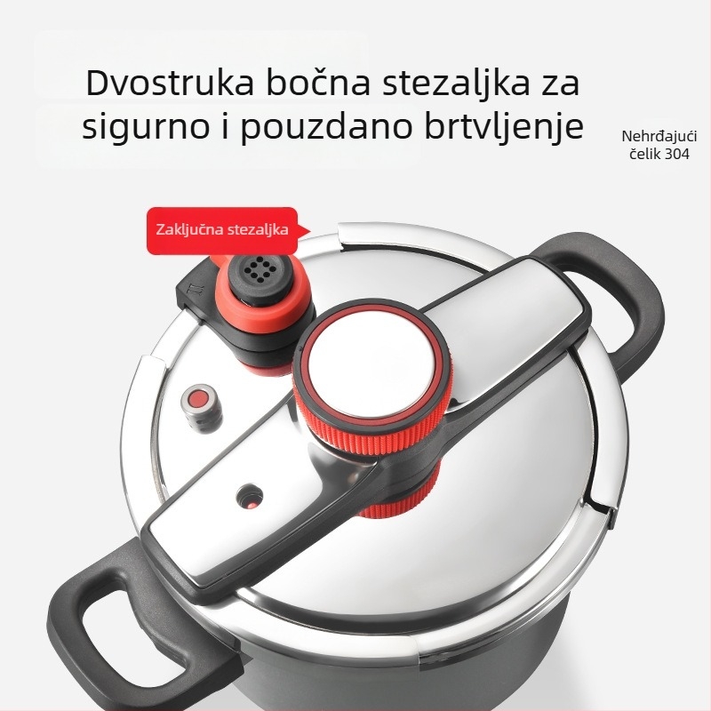 Prilagođeni lonac pod pritiskom od 304 nehrđajućeg čelika, veliki kapacitet, za kućnu upotrebu, kompatibilan s plinskim štednjakom, otporan na eksplozije, debeli, univerzalni lonac pod pritiskom