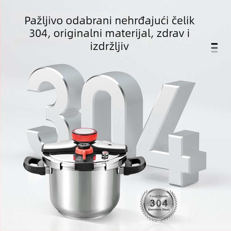 Prilagođeni lonac pod pritiskom od 304 nehrđajućeg čelika, veliki kapacitet, za kućnu upotrebu, kompatibilan s plinskim štednjakom, otporan na eksplozije, debeli, univerzalni lonac pod pritiskom