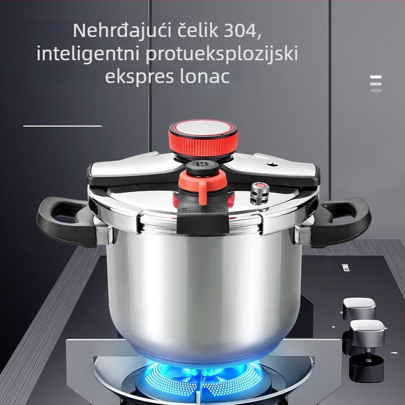 Prilagođeni lonac pod pritiskom od 304 nehrđajućeg čelika, veliki kapacitet, za kućnu upotrebu, kompatibilan s plinskim štednjakom, otporan na eksplozije, debeli, univerzalni lonac pod pritiskom