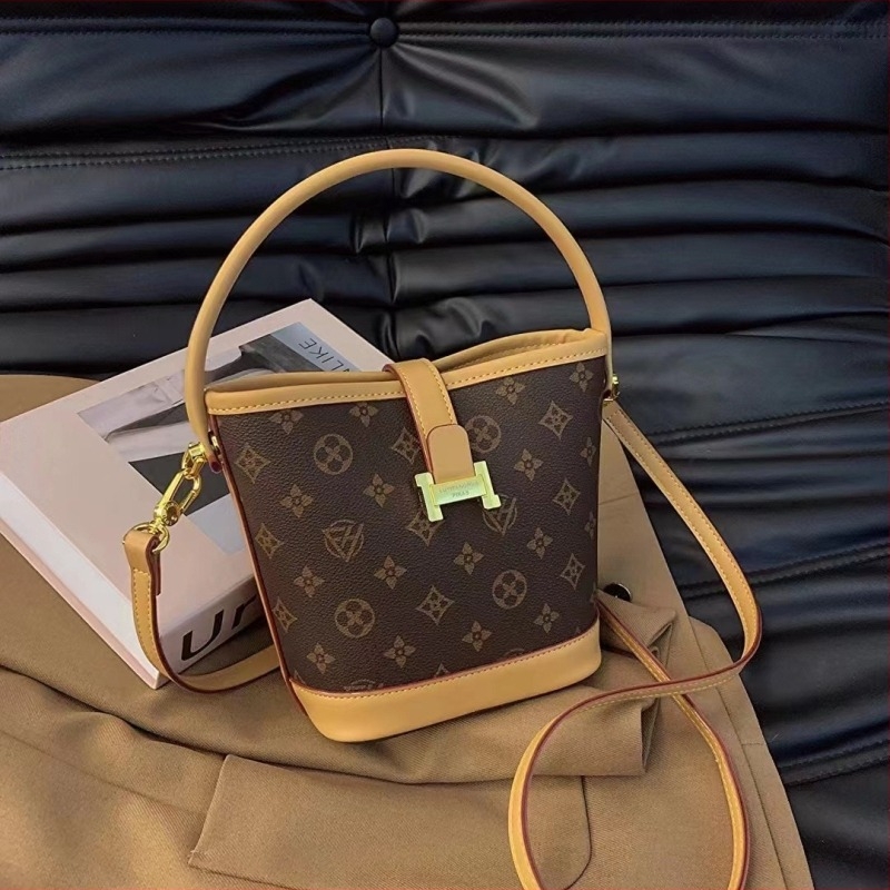 Louis Fanghua Ženska bucket torbica s teksturiranom PVC teksturom, 2024 nova casual torba za rame ili crossbody, srednja veličina