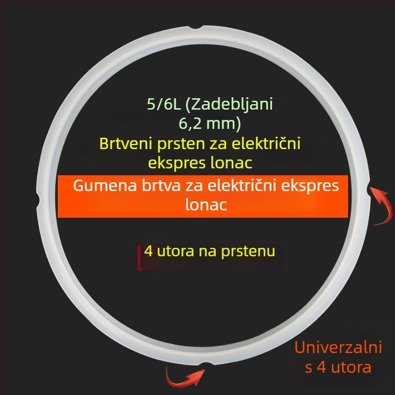 Silikonski brtvni prsten za električni lonac pod pritiskom, deblji, kompatibilan s Midea polusferičnim modelima 4/5/6L78