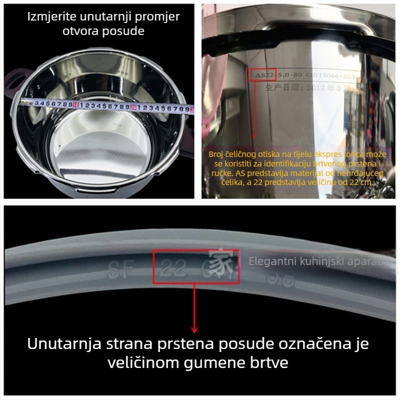 Silikonski brtveni prsten za lonac pod pritiskom, univerzalne veličine 18/20/22/24/26