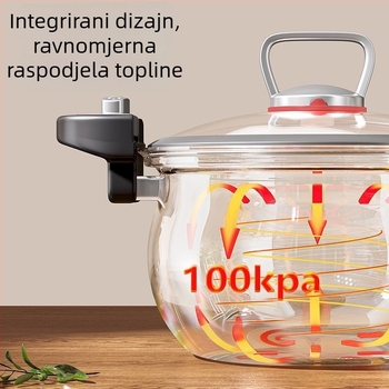 Deblja posuda za juhu od 304 nehrđajućeg čelika, bez premaza, stakleni poklopac, dvostruka ručka, pogodna za plin i indukciju