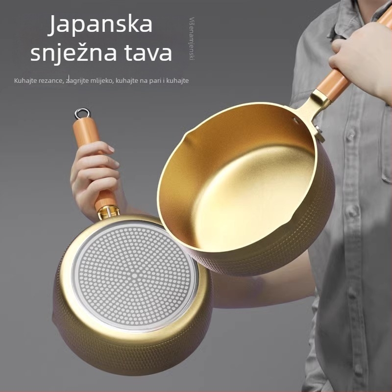 Japanskog stila neprijanjajući lonac s Maifan kamenom, pogodan za indukciju i plin, mali lončić za prženje jaja i kuhanje rezanaca, za jednu osobu