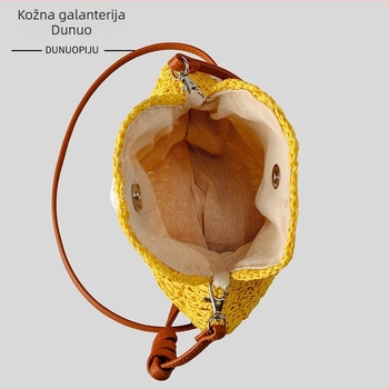 Slatka ručno pletena slamnata torba sa motivom suncokreta za ljeto, plažu i odmor, crossbody torba, ženska moda