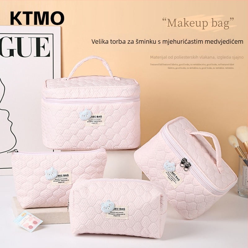 Slatka kozmetička torbica velikog kapaciteta, luksuzna torba za putovanja, prijenosno skladištenje za žene, torbica za ruž s trodimenzionalnim dizajnom