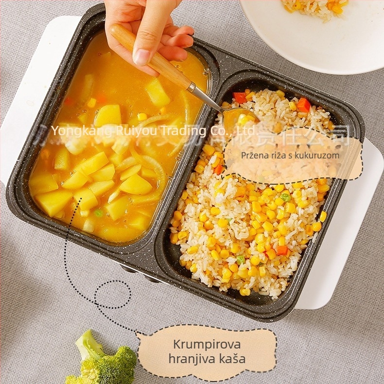 All-in-one električna posuda za Shabu-Shabu i roštilj, s premazom protiv prijanjanja, kompaktna za 1–2 porcije