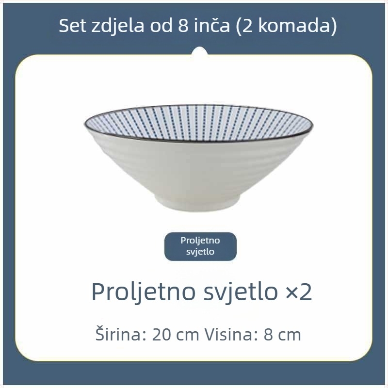 Keramička zdjela za rezance, japanskog stila, velika, promjer 20 cm, za kućnu upotrebu i studentski dom