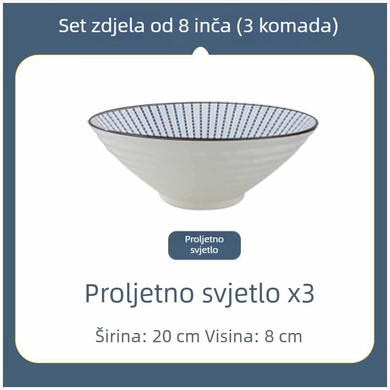 Keramička zdjela za rezance, japanskog stila, velika, promjer 20 cm, za kućnu upotrebu i studentski dom