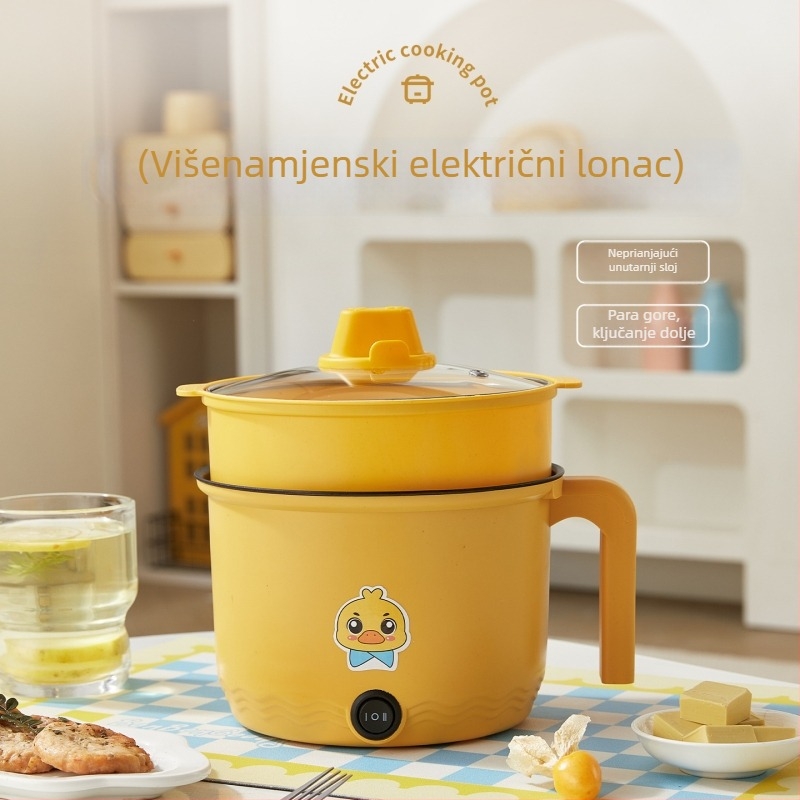 Višenamjenska električna posuda s neprijanjajućim unutarnjim dijelom, 450 W, 220 V, stakleni poklopac, dvostruko dno