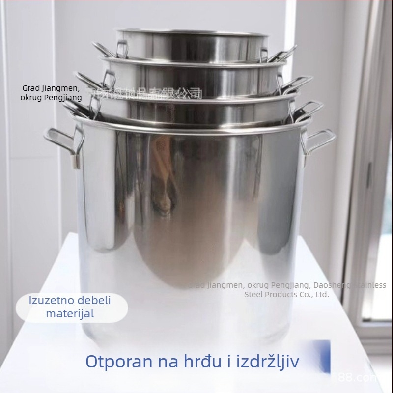 Debeli lonac od nehrđajućeg čelika za juhe, kuhinjski lonac za kuhanje i parenje, veliki kapacitet, za kućnu i komercijalnu upotrebu