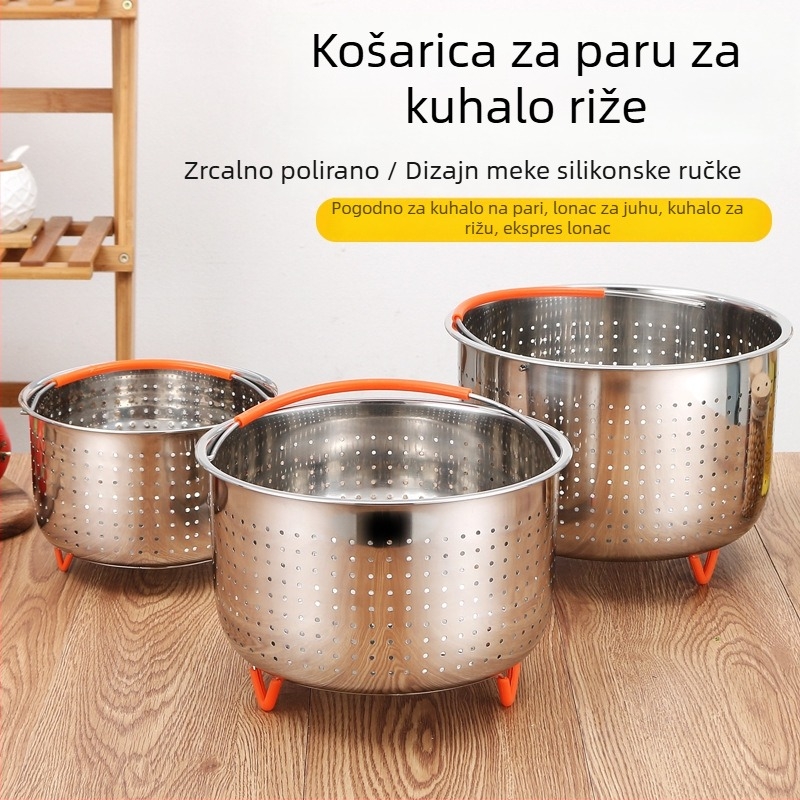 304 nehrđajući čelik pareni košarica za rižu, odvodič voća i povrća, višenamjenski parni lonac, odjeljak riža i juhe