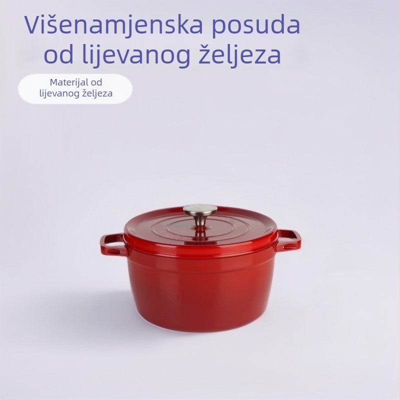 Dvostruka emajlirana posuda za kućnu upotrebu, emajlirana posuda s neprijanjajućom površinom, pogodna za plinsku i indukcijsku ploču, za kuhanje i dinstanje