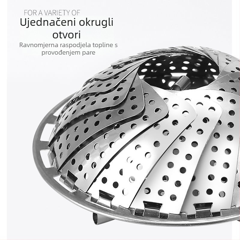 Nehrđajući čelični posuda za paru sa sklopivim teleskopskim držačem – višenamjenski parni koš