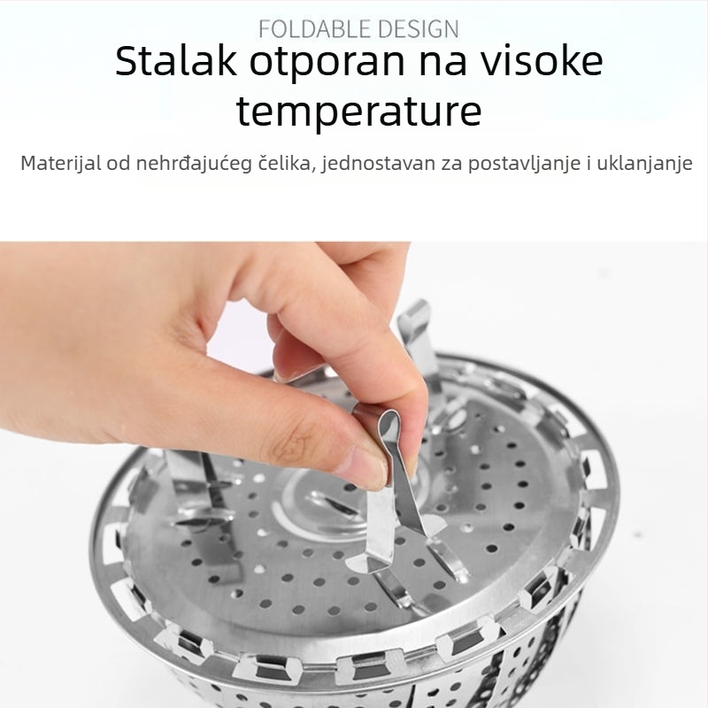 Nehrđajući čelični posuda za paru sa sklopivim teleskopskim držačem – višenamjenski parni koš