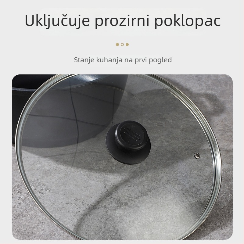 Novi aluminijski lonac za juhe s dvjema ručkama, neprijanjajući, dubok, velik kapacitet, višefunkcionalni lonac