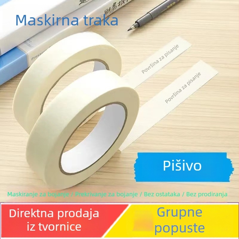 Maskirajući papir i maskirajuća traka, otporni na visoke temperature, pisanje, lako se rastrga