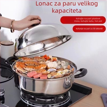 Nehrđajući čelični profesionalni parožni lonac za restorane i hotele, veliki kapacitet, višenamjenski s visokim poklopcem, dvostruka namjena