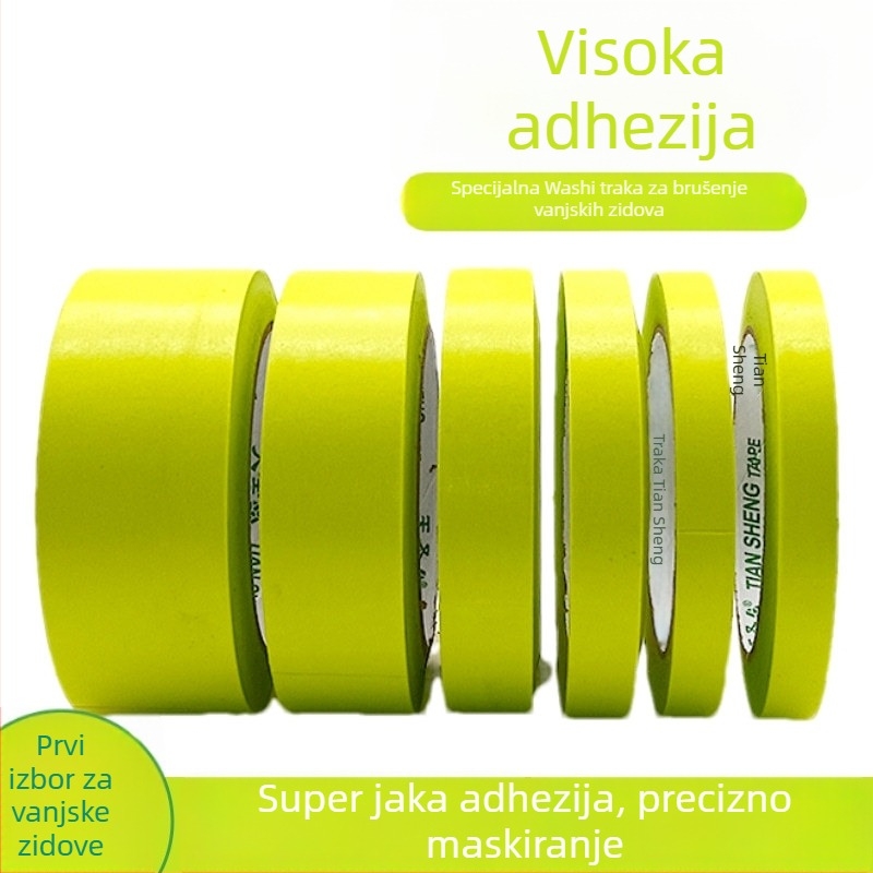 Maskirajuća traka za vanjske zidove, washi papir traka za bojanje s efektom kamena, jabukasto zelena boja, visoka adhezija, na bazi vode