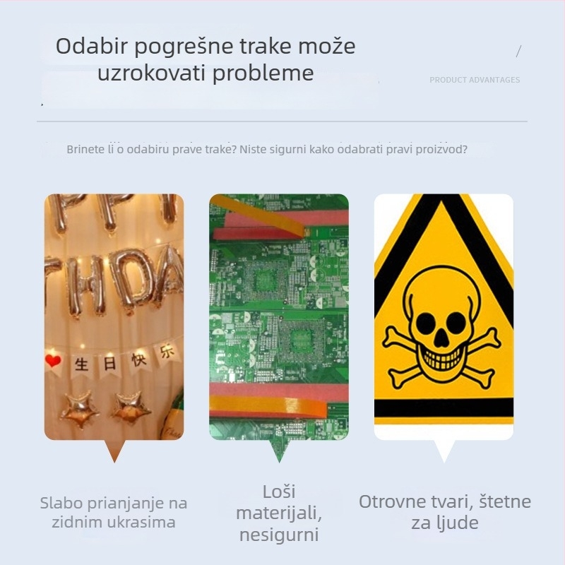 Ljepljiva dvostruka traka na bazi ulja, bijela, otporna na visoke temperature, prozirna, podloga od pamuk papira, visoka viskoznost, industrijskog reda