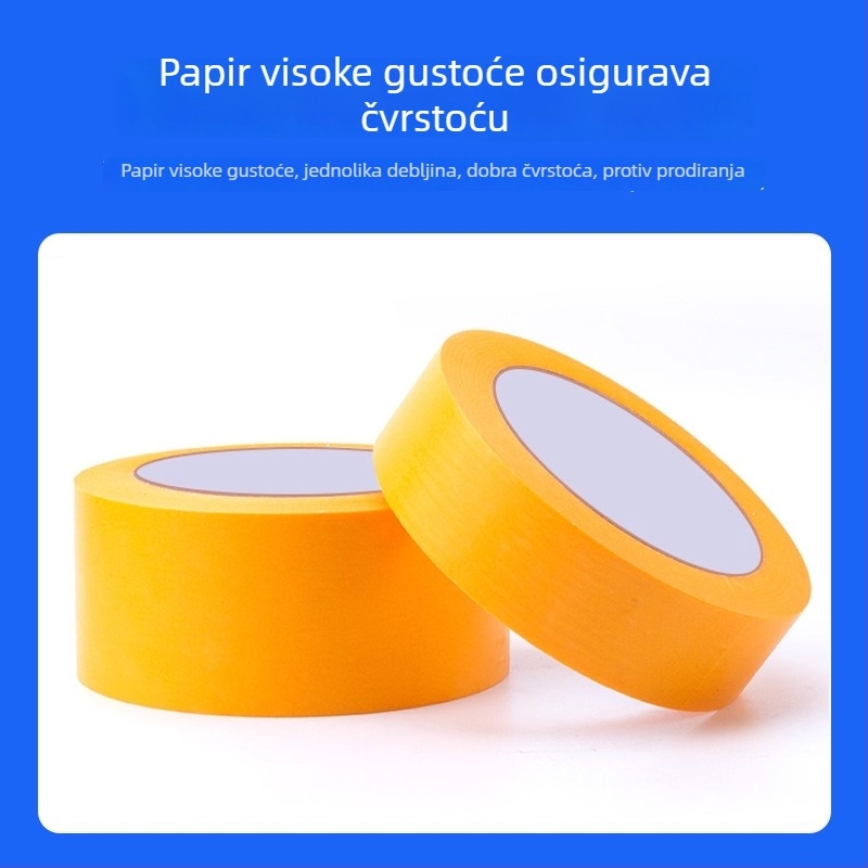 Washi traka za maskeiranje za sprej bojanje i dekoraciju, visoka adhezija, otporna na visoke temperature, žuta, papirnata traka, širina 5–800 mm, duljina 30 m, otpornost na temperature do 150°C kratkoročno i 130°C dugoročno
