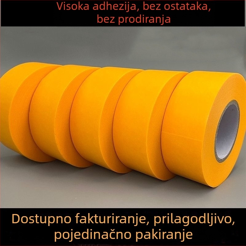 Žuta papirnata maskirajuća traka visokog prianjanja za bojanje unutarnjih i vanjskih zidova (mala rola)