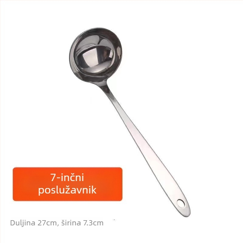 Debela nehrđajuća čelična žlica za juhu i cediljka, velike i male veličine, duga drška, za posluživanje juhe i kaše u kućnoj kuhinji